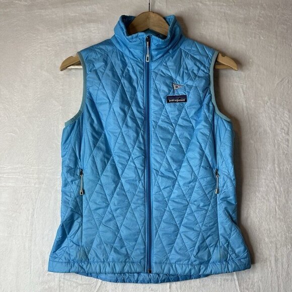 Patagonia Nano Puff Vest Womens XS Blue Full Zip Primaloft Diamond Quilted - Picture 1 of 13